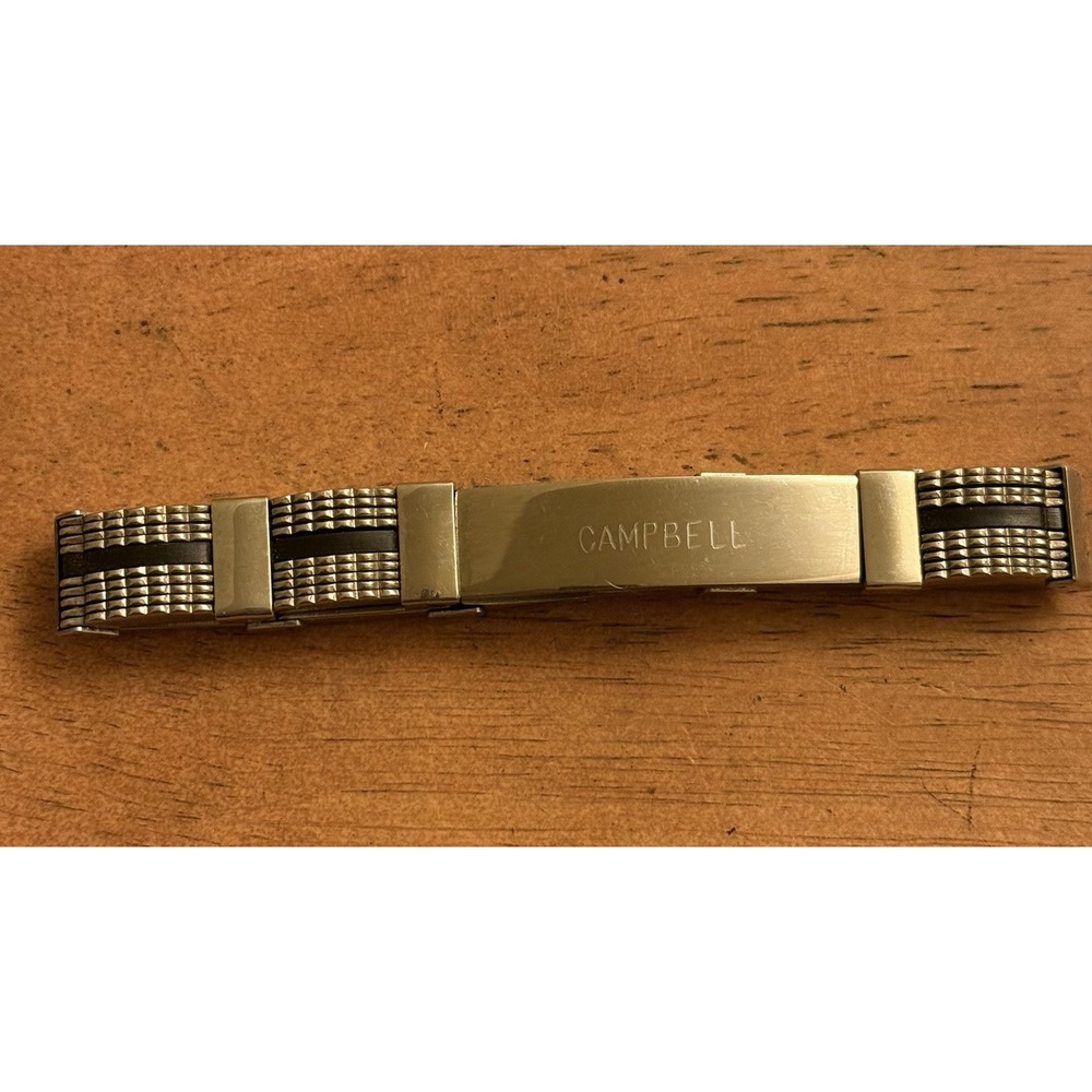 Vintage Black & Silver Stainless Steel Engraved Men's ID‎ Bracelet "Campbell"
